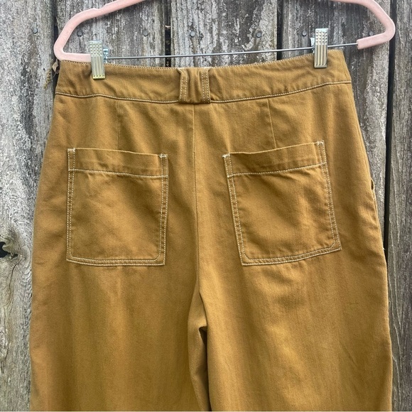 Anthropologie / Porter Wide Leg Cropped Pants / Spicy Mustard Brown / Size 10 - Picture 7 of 9